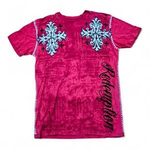 Raw State Redemption Graphic T Shirt Mens XXL Red Black Gothic Y2K MMA Core Cros